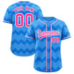 Custom Powder Blue Pink-White Personalized Ripple Design Authentic Baseball Jersey