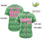 Custom Iguana Green Pink-White Personalized Ripple Design Authentic Baseball Jersey Limited