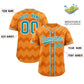 Custom Cadmium Orange Aqua-White Personalized Ripple Design Authentic Baseball Jersey Limited