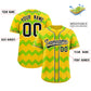 Custom Gold Neon Green-Black Personalized Ripple Design Authentic Baseball Jersey Limited