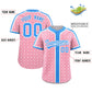 Custom Light Pink Powder Blue-White Personalized Plaid Design Authentic Baseball Jersey Limited