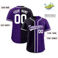 Custom Black Purple Split Fashion Plaid Design Authentic Baseball Jersey Limited