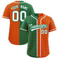 Custom Kelly Green Orange Split Fashion Plaid Design Authentic Baseball Jersey
