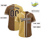 Custom Old Gold Light Brown Split Fashion Plaid Design Authentic Baseball Jersey Limited