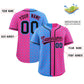 Custom Powder Blue Pink Split Fashion Plaid Design Authentic Baseball Jersey Limited