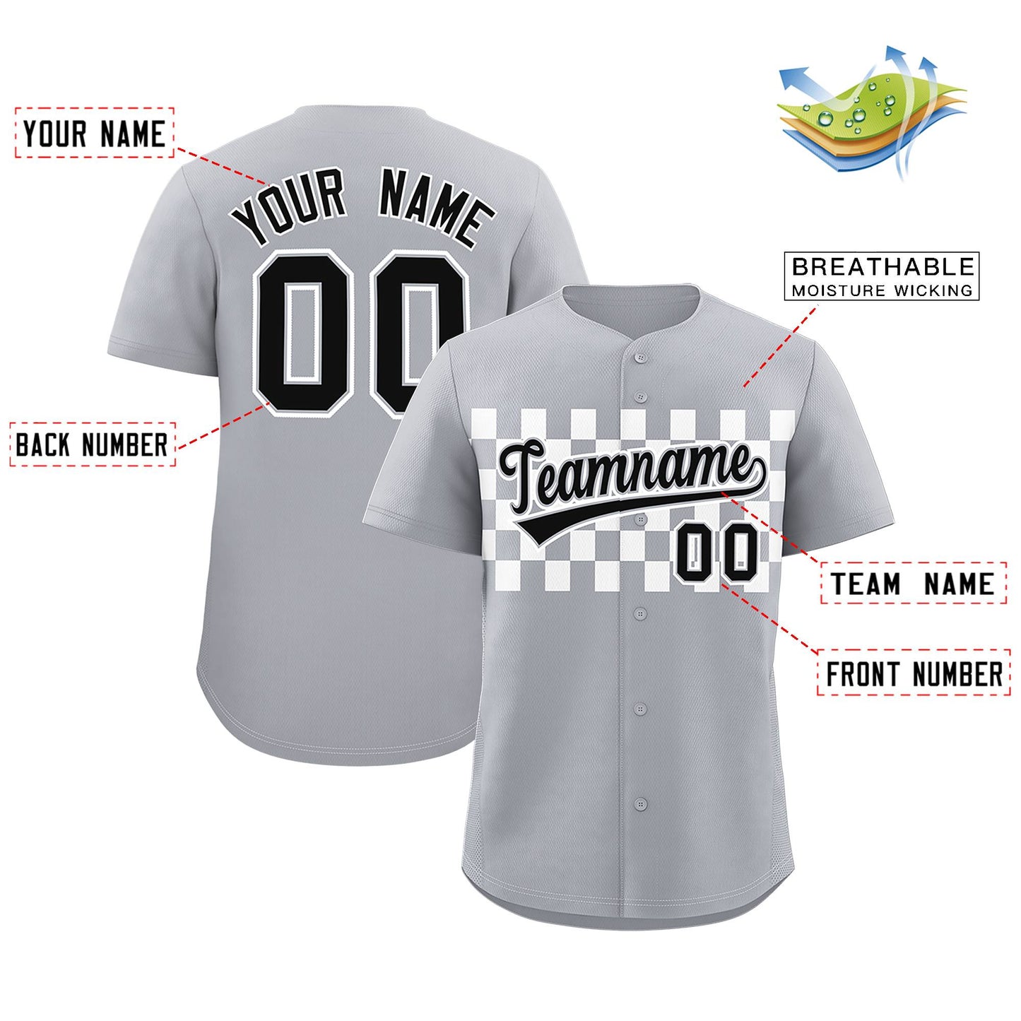 Custom Gray White Personalized Plaid Fashion Design Authentic Baseball Jersey Limited