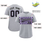 Custom Gray Purple Personalized Plaid Fashion Design Authentic Baseball Jersey Limited