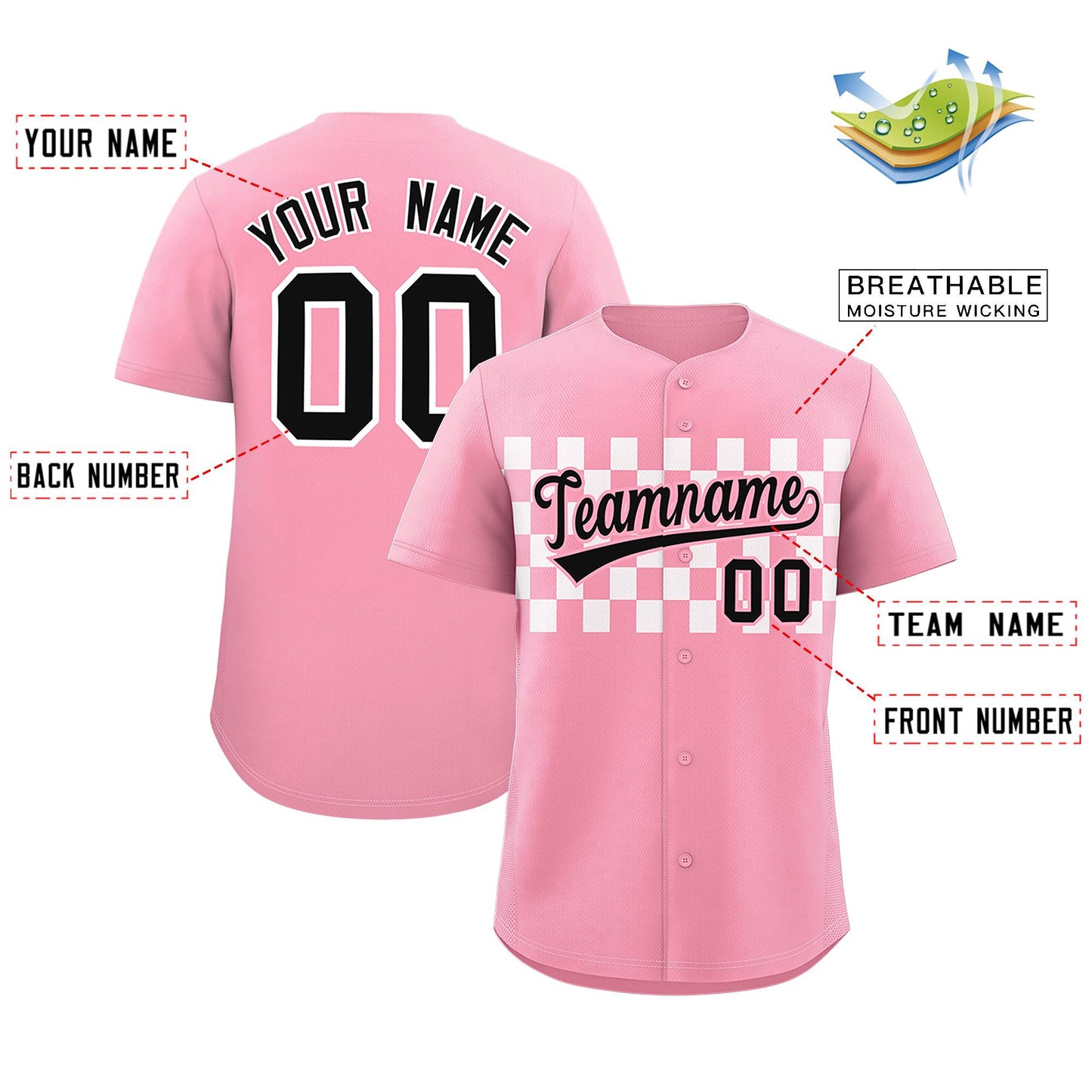 Custom Light Pink White Personalized Plaid Fashion Design Authentic Baseball Jersey Limited