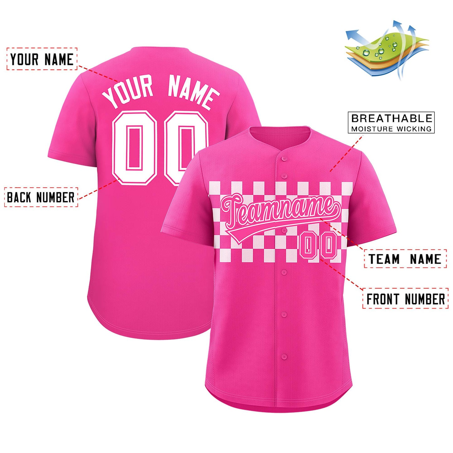 Custom Pink White Personalized Plaid Fashion Design Authentic Baseball Jersey Limited