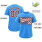 Custom Powder Blue Brown Personalized Plaid Fashion Design Authentic Baseball Jersey Limited