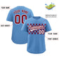 Custom Light Blue Crimson Personalized Plaid Fashion Design Authentic Baseball Jersey Limited