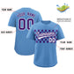 Custom Light Blue Purple Personalized Plaid Fashion Design Authentic Baseball Jersey Limited