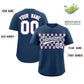 Custom Midnight Blue Light Pink Personalized Plaid Fashion Design Authentic Baseball Jersey Limited