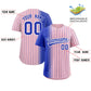 Custom Light Pink Royal Pinstripe Personalized Gradient Authentic Baseball Jersey Limited