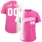 Custom Pink White Pinstripe Personalized Gradient Authentic Baseball Jersey