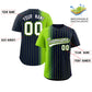 Custom Navy Neon Green Pinstripe Personalized Gradient Authentic Baseball Jersey Limited
