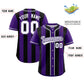 Custom Purple Black Thick Stripe Fashion Authentic Baseball Jersey Limited