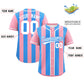 Custom Light Pink Powder Blue Thick Stripe Fashion Authentic Baseball Jersey Limited