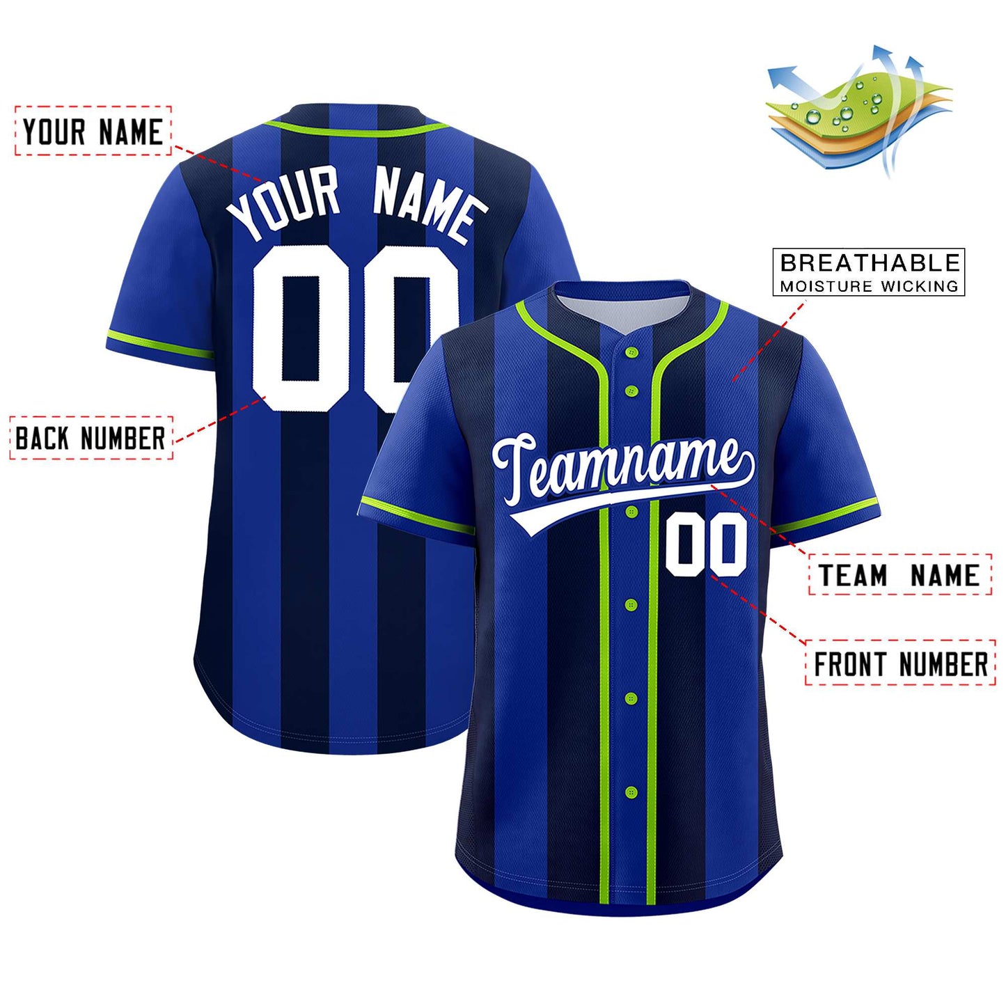 Custom Royal Navy Thick Stripe Fashion Authentic Baseball Jersey Limited
