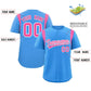 Custom Powder Blue Pink Classic Style Personalized Full Button Authentic Baseball Jersey Limited