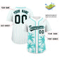 Custom White Bright Green Pinstripe Coconut Tree Pattern Authentic Baseball Jersey Limited
