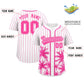 Custom White Pink Pinstripe Coconut Tree Pattern Authentic Baseball Jersey Limited