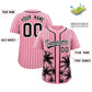 Custom Light Pink Black Pinstripe Coconut Tree Pattern Authentic Baseball Jersey Limited