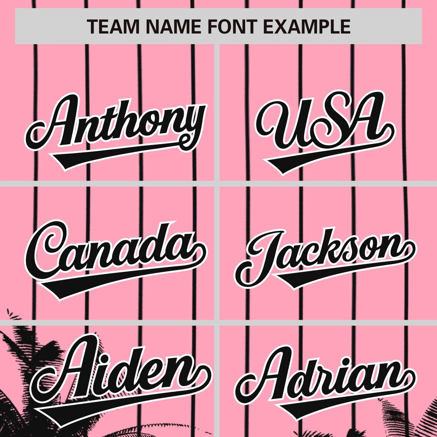 Custom Light Pink Black Pinstripe Coconut Tree Pattern Authentic Baseball Jersey Limited