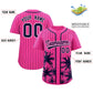 Custom Pink Navy Pinstripe Coconut Tree Pattern Authentic Baseball Jersey Limited