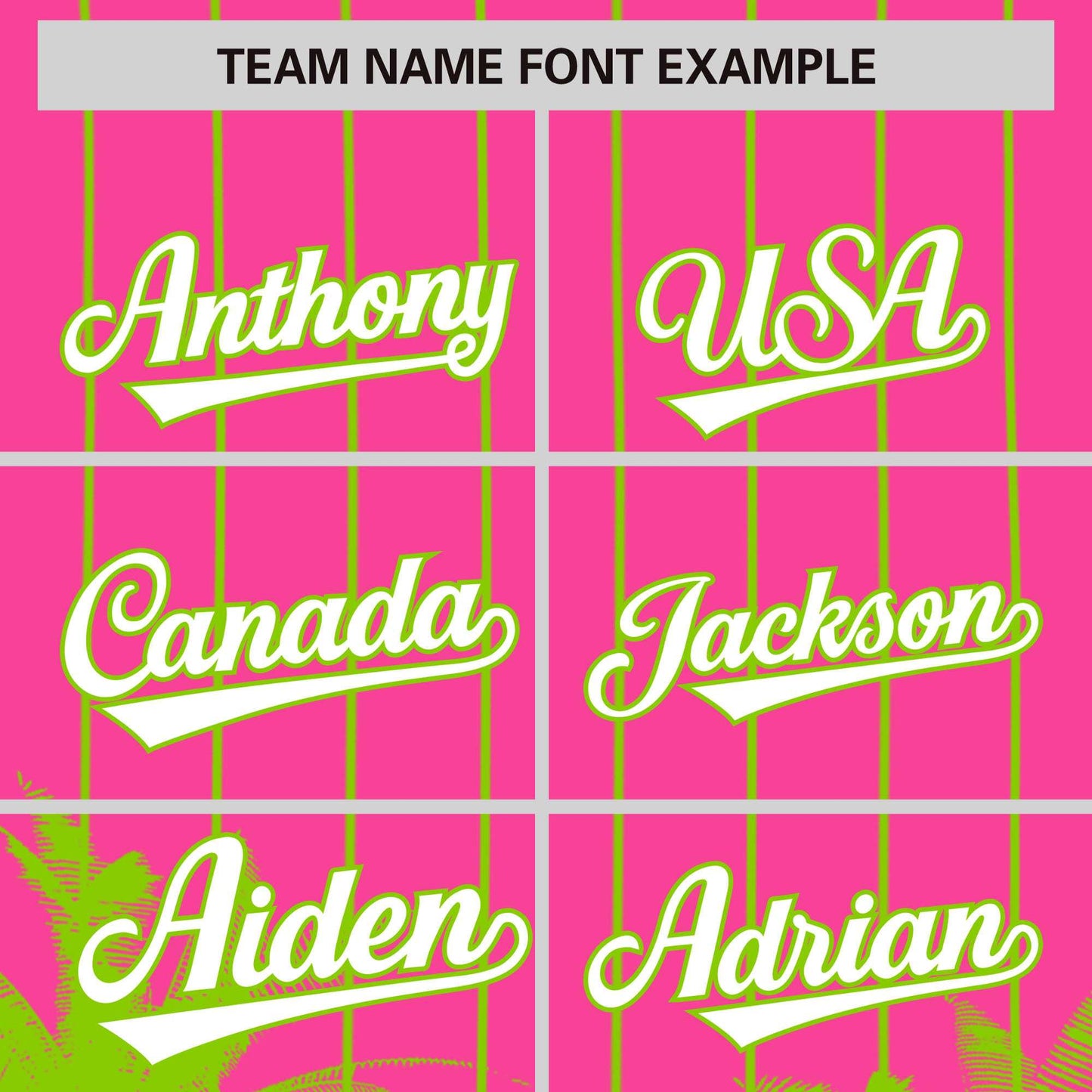 Custom Pink Neon Green Pinstripe Coconut Tree Pattern Authentic Baseball Jersey Limited