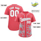 Custom Light Red Gray Pinstripe Coconut Tree Pattern Authentic Baseball Jersey Limited
