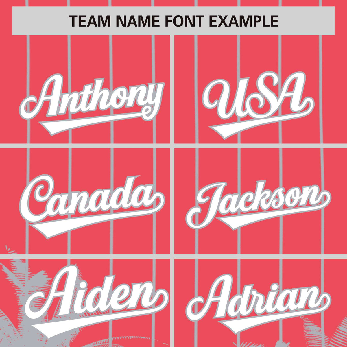 Custom Light Red Gray Pinstripe Coconut Tree Pattern Authentic Baseball Jersey Limited