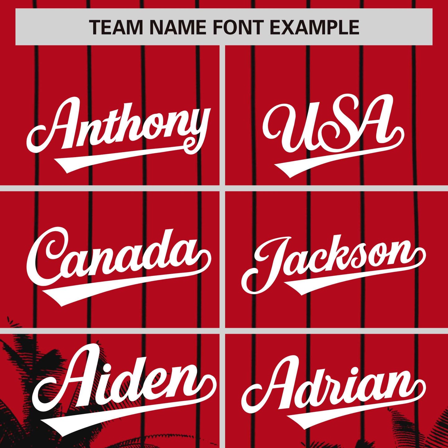 Custom Red Black Pinstripe Coconut Tree Pattern Authentic Baseball Jersey Limited