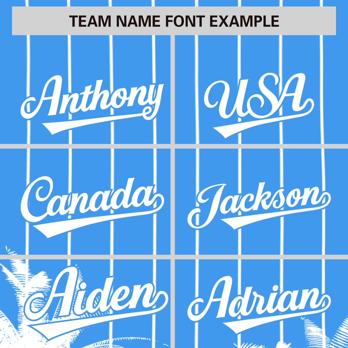 Custom Powder Blue White Pinstripe Coconut Tree Pattern Authentic Baseball Jersey Limited