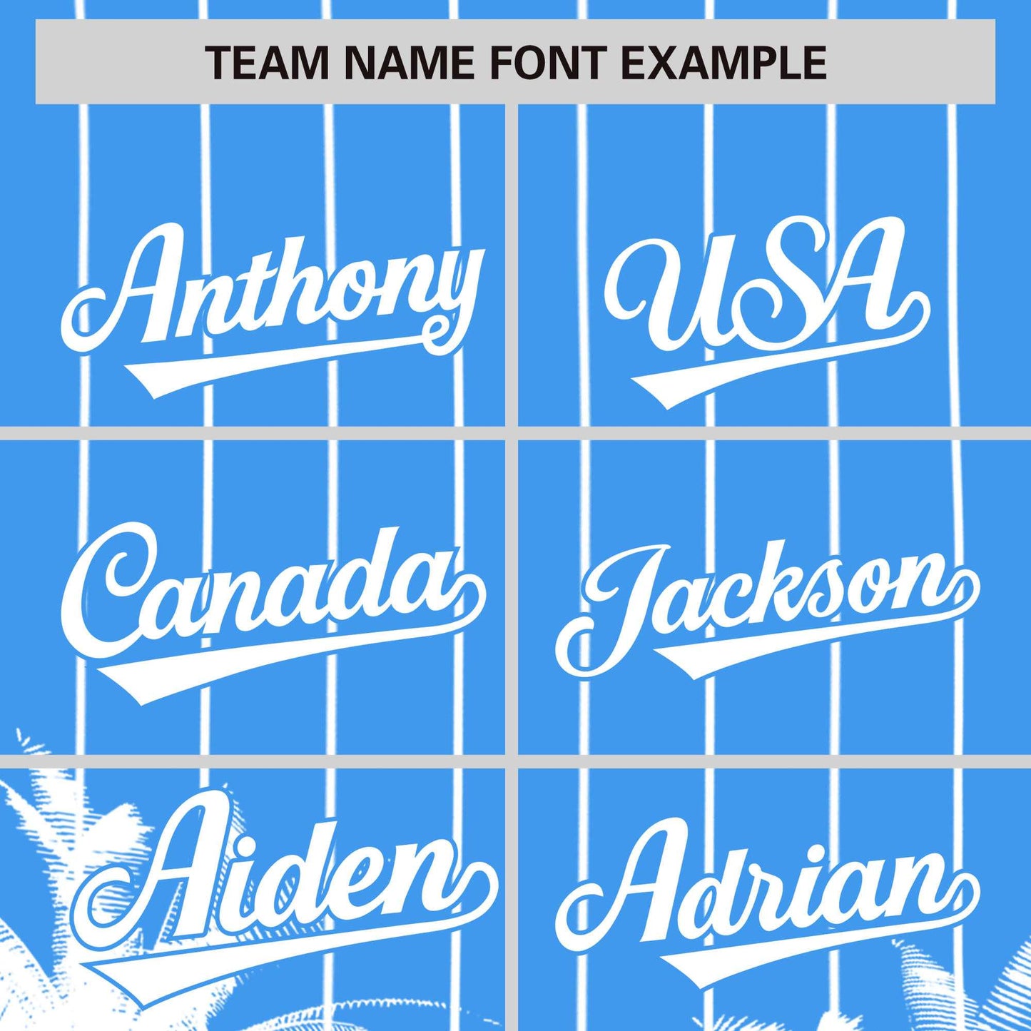 Custom Powder Blue White Pinstripe Coconut Tree Pattern Authentic Baseball Jersey Limited