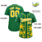 Custom Kelly Green Gold Pinstripe Coconut Tree Pattern Authentic Baseball Jersey Limited