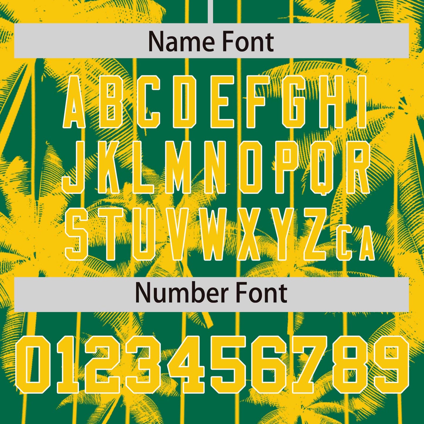 Custom Kelly Green Gold Pinstripe Coconut Tree Pattern Authentic Baseball Jersey Limited