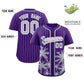 Custom Purple Gray Pinstripe Coconut Tree Pattern Authentic Baseball Jersey Limited