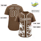 Custom Light Brown White Pinstripe Coconut Tree Pattern Authentic Baseball Jersey Limited