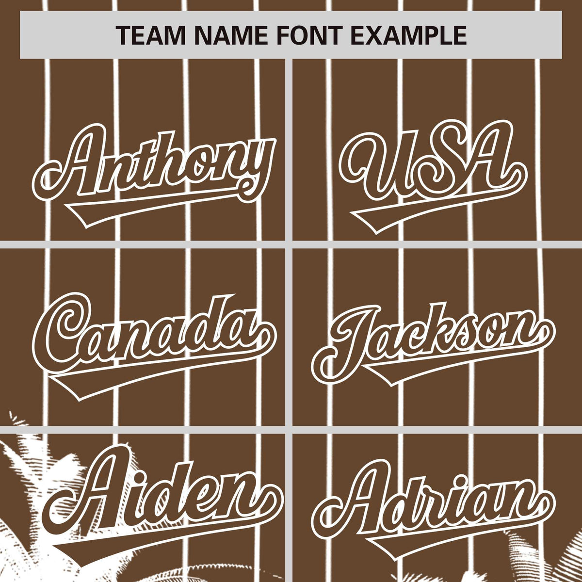Custom Light Brown White Pinstripe Coconut Tree Pattern Authentic Baseball Jersey Limited