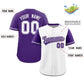 Custom White Purple Color Block Personalized Raglan Sleeves Authentic Baseball Jersey Limited