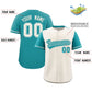 Custom Cream Aqua Color Block Personalized Raglan Sleeves Authentic Baseball Jersey Limited