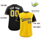 Custom Gold Black Color Block Personalized Raglan Sleeves Authentic Baseball Jersey Limited