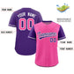 Custom Pink Purple Color Block Personalized Raglan Sleeves Authentic Baseball Jersey Limited