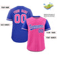 Custom Pink Royal Color Block Personalized Raglan Sleeves Authentic Baseball Jersey Limited