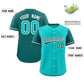 Custom Light Green Aqua Color Block Personalized Raglan Sleeves Authentic Baseball Jersey Limited