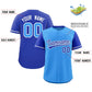 Custom Powder Blue Royal Color Block Personalized Raglan Sleeves Authentic Baseball Jersey Limited