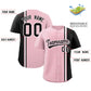 Custom Light Pink Powder Blue-White Personalized Color Block Authentic Baseball Jersey Limited
