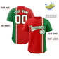 Custom Red Kelly Green-White Personalized Color Block Authentic Baseball Jersey Limited