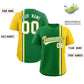 Custom Kelly Green Gold-White Personalized Color Block Authentic Baseball Jersey Limited